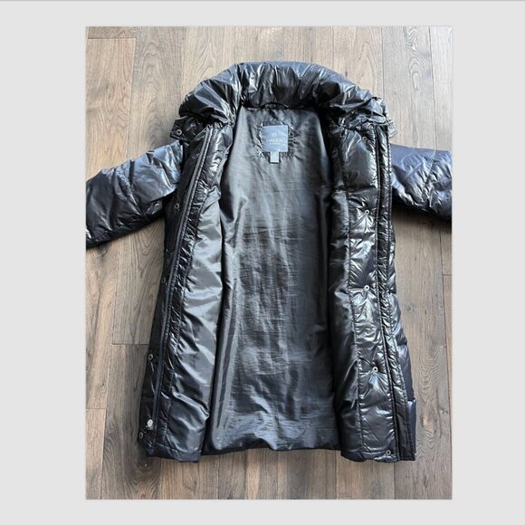Haven Outerwear Mid-Length Shiny Black Puffer Jacket Size XS Insulated Quilted - Picture 4 of 9
